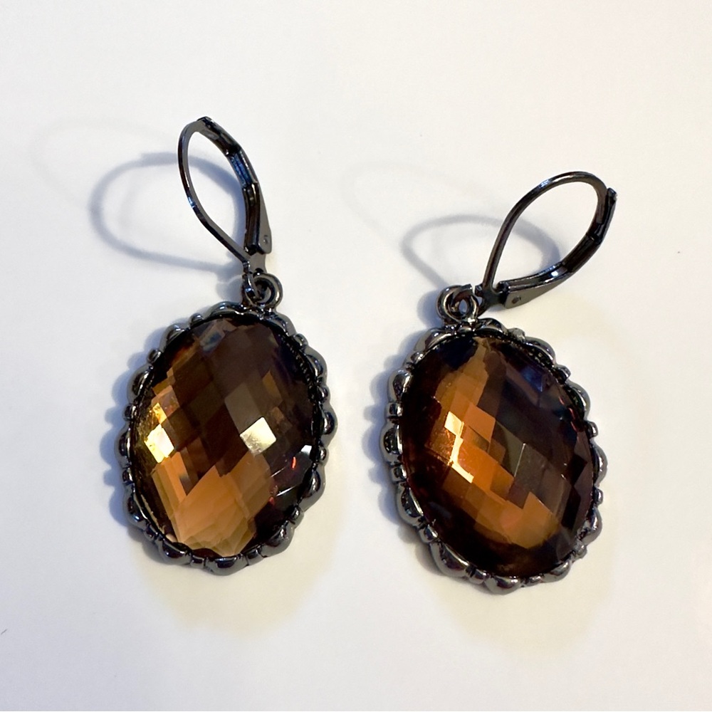 Vintage Joan Rivers amber teardrop earrings